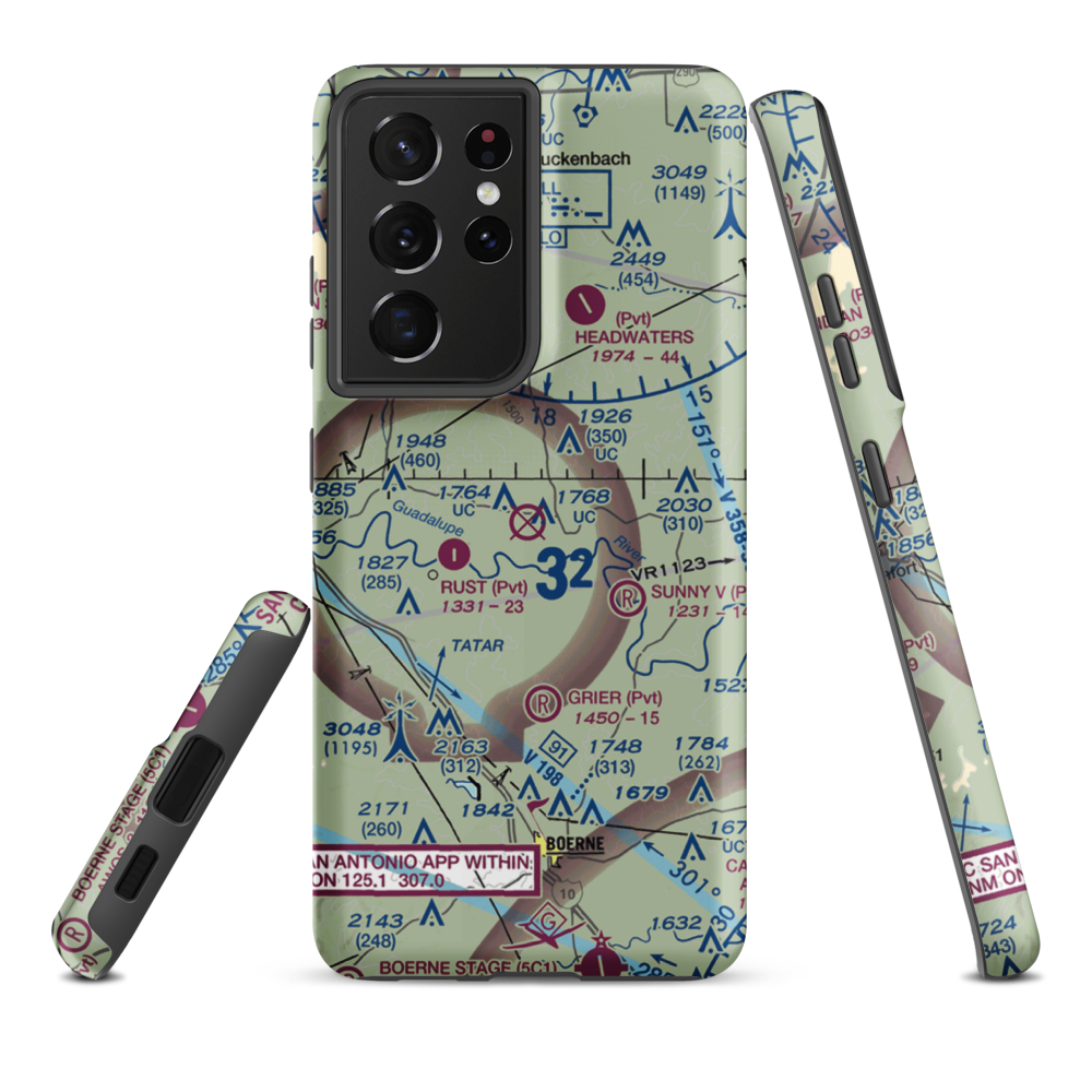 B. J. Mc Combs Sisterdale Airport (08TE) VFR Sectional Samsung Phone Case Samsung Galaxy S21 Ultra model shown