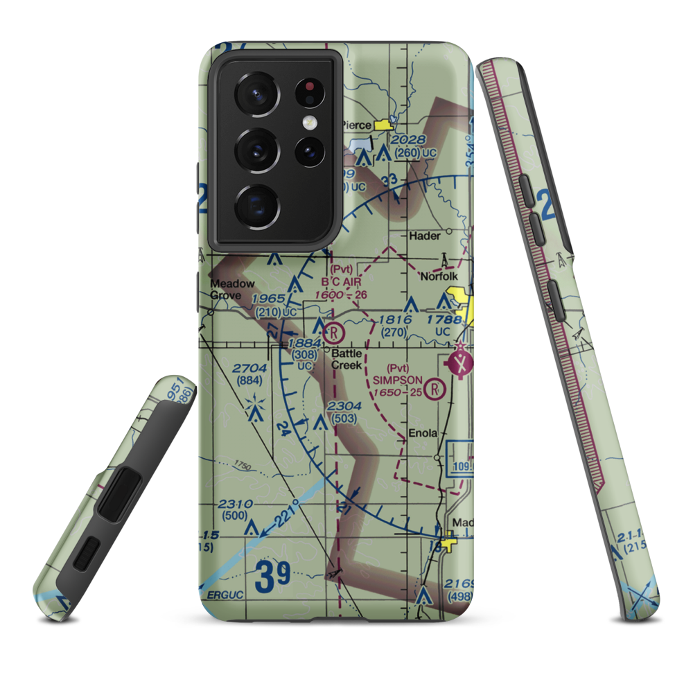 B.C. Air Airport (NE31) VFR Sectional Samsung Phone Case Samsung Galaxy S21 Plus model shown