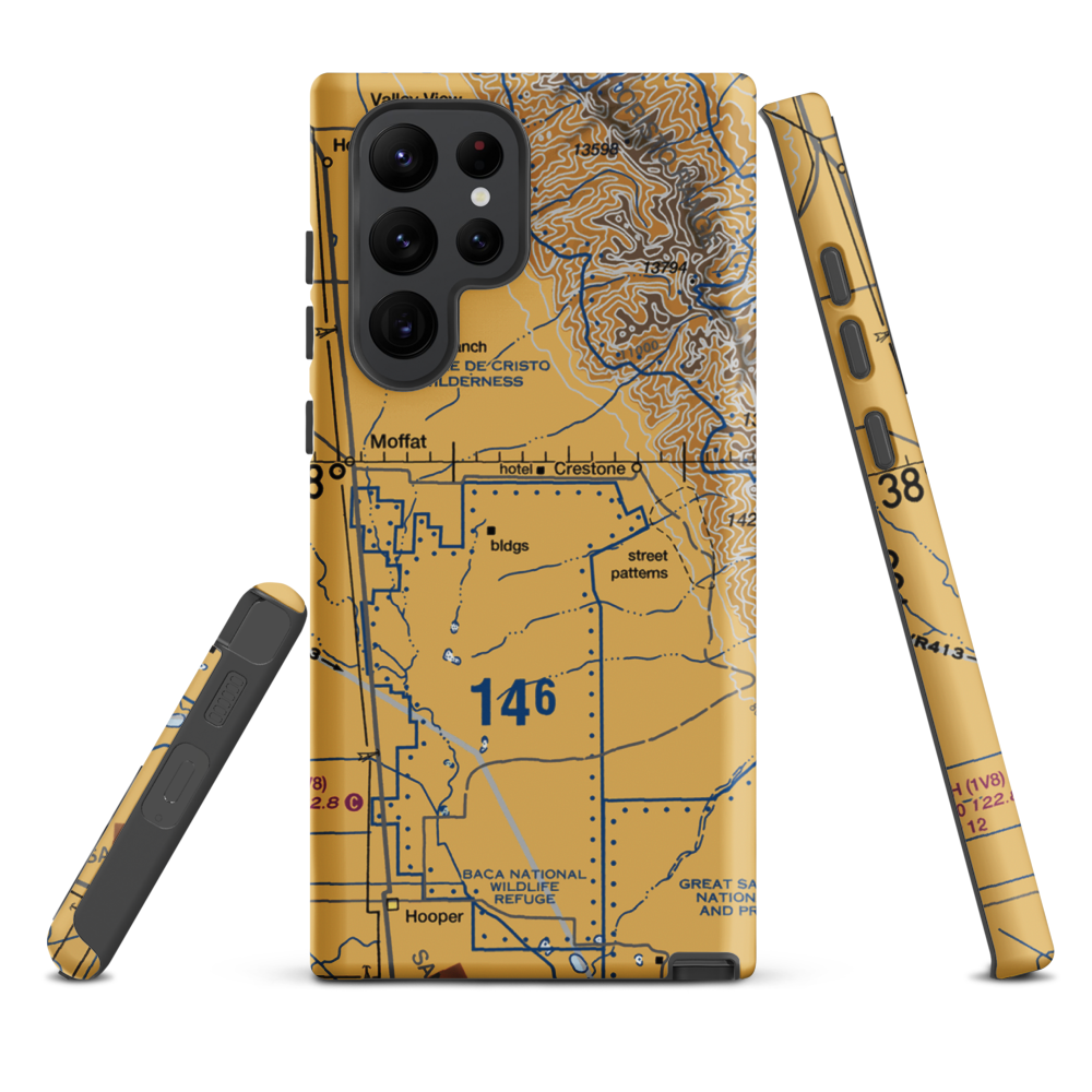 Baca Grande Airfield (BCJ) VFR Sectional Samsung Phone Case Samsung Galaxy S22 Ultra model shown
