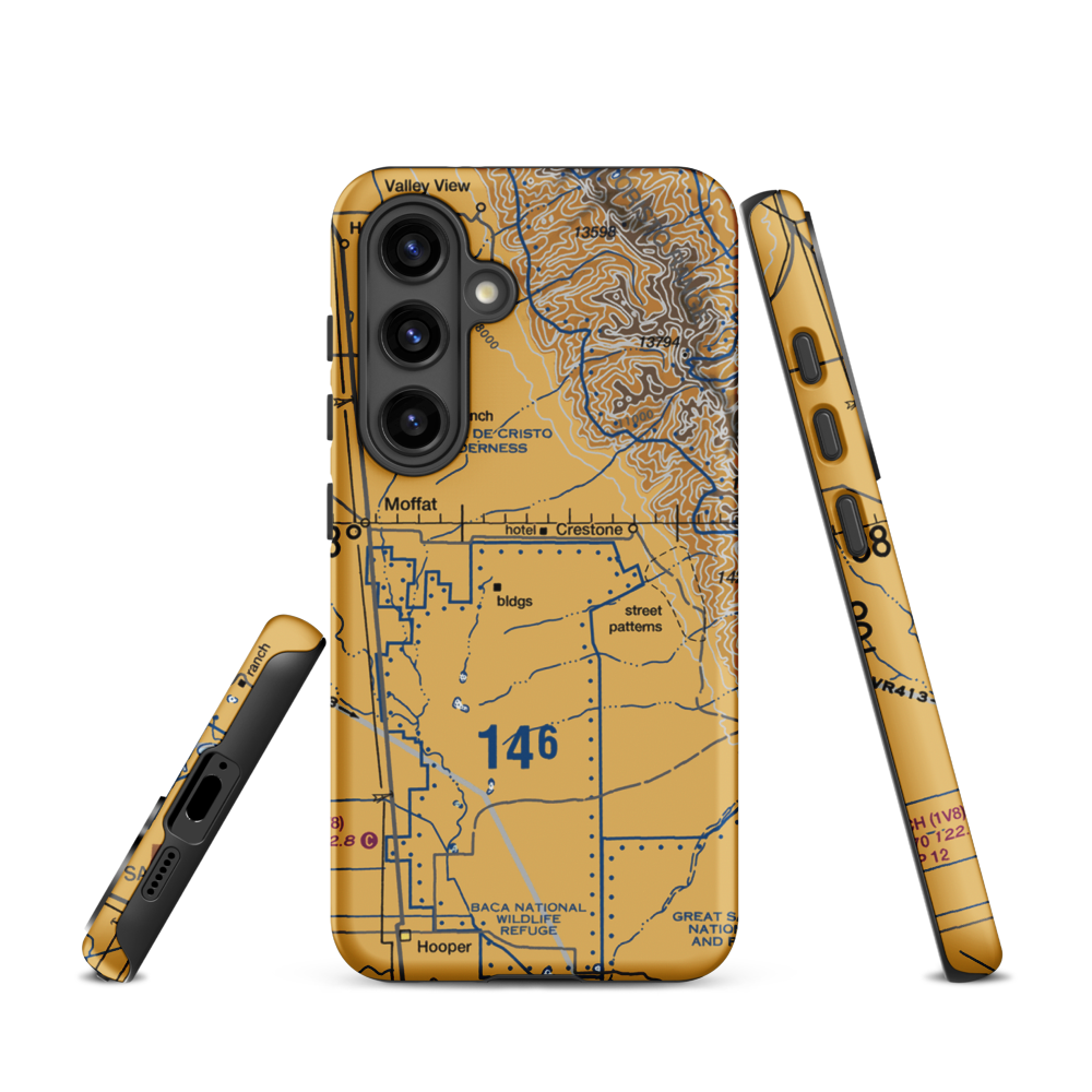 Baca Grande Airfield (BCJ) VFR Sectional Samsung Phone Case Samsung Galaxy S24 model shown