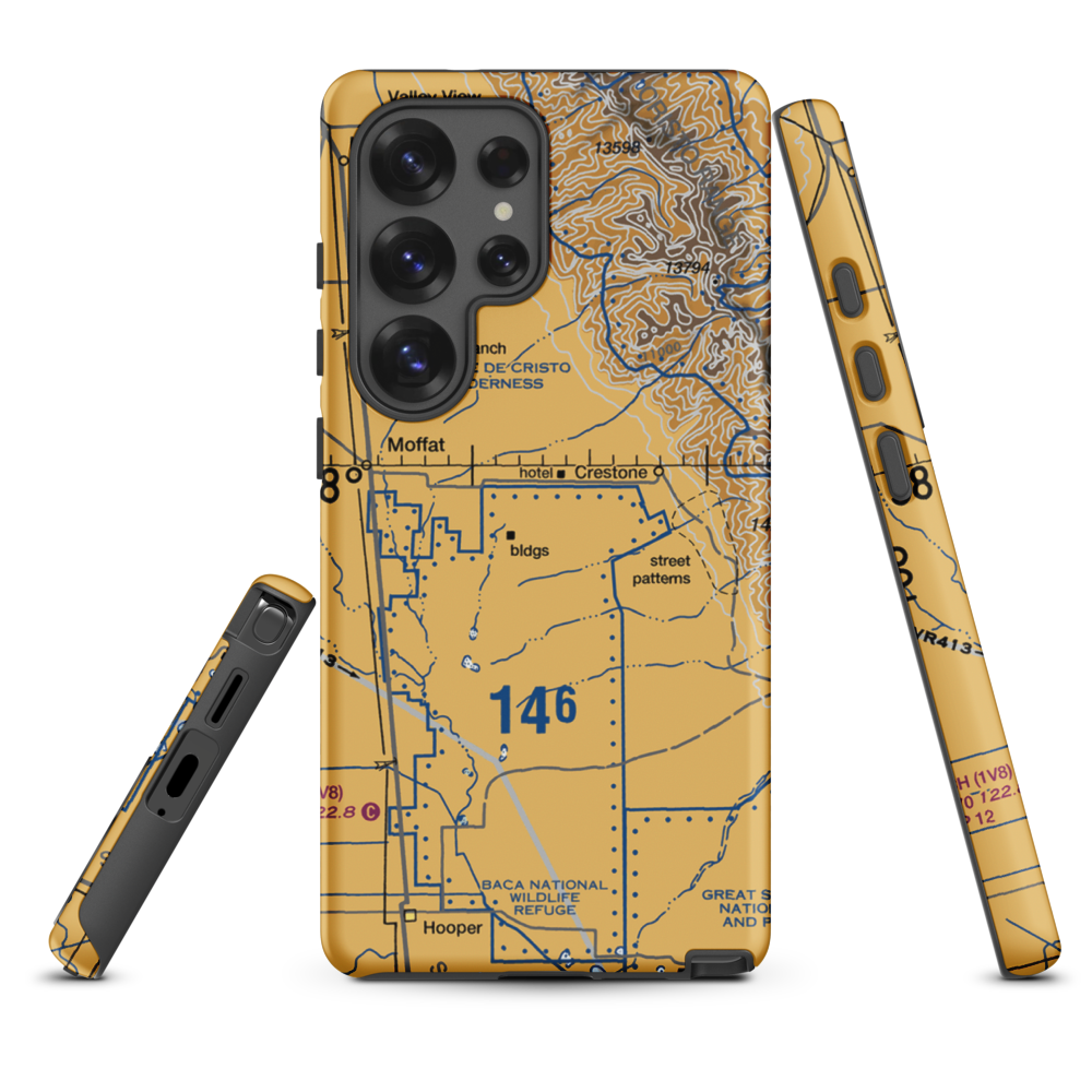Baca Grande Airfield (BCJ) VFR Sectional Samsung Phone Case Samsung Galaxy S25 Ultra model shown