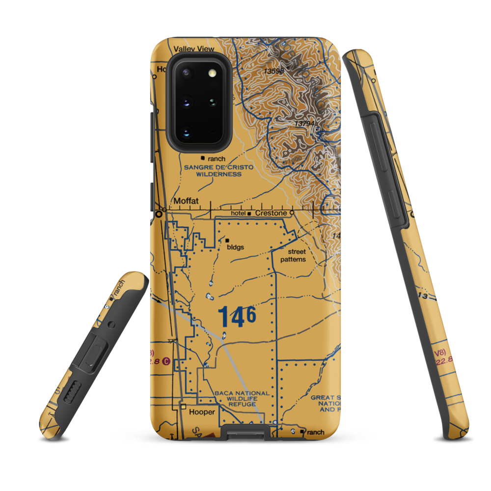 Baca Grande Airfield (BCJ) VFR Sectional Samsung Phone Case Samsung Galaxy S20 Plus model shown