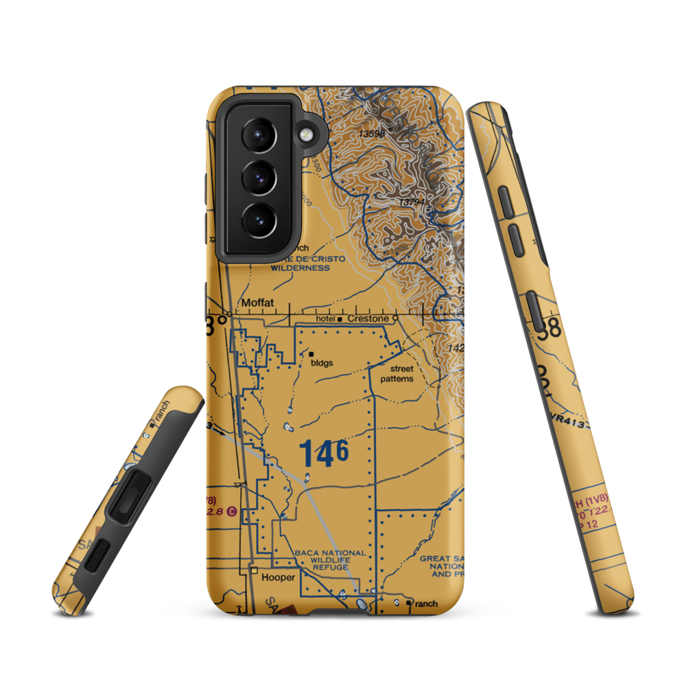 Baca Grande Airfield (BCJ) VFR Sectional Samsung Phone Case Samsung Galaxy S21 model shown
