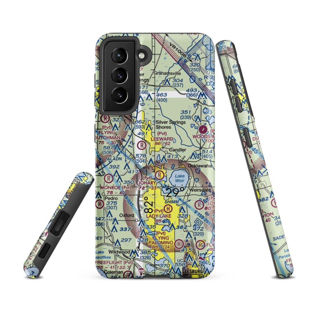 Back Achers Airport (8FL3) VFR Sectional Samsung Phone Case Samsung Galaxy S21 FE model shown