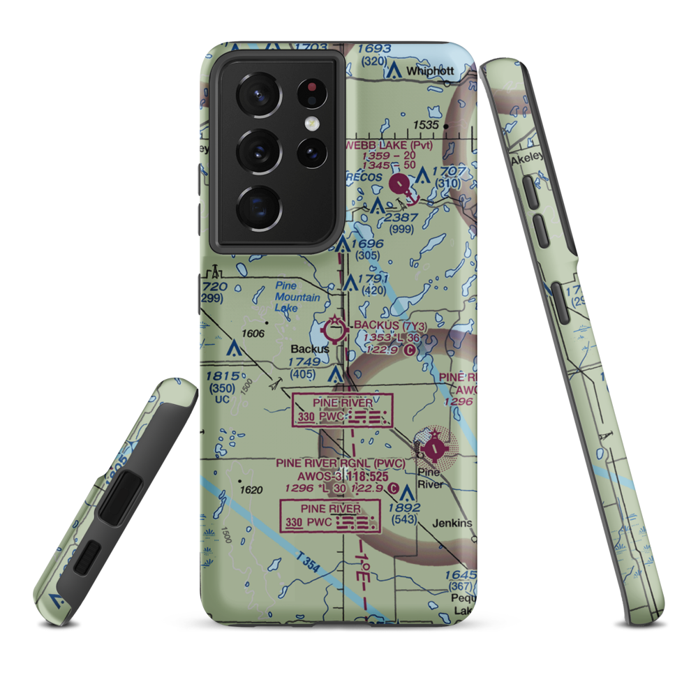 Backus Municipal Airport (7Y3) VFR Sectional Samsung Phone Case Samsung Galaxy S21 Ultra model shown