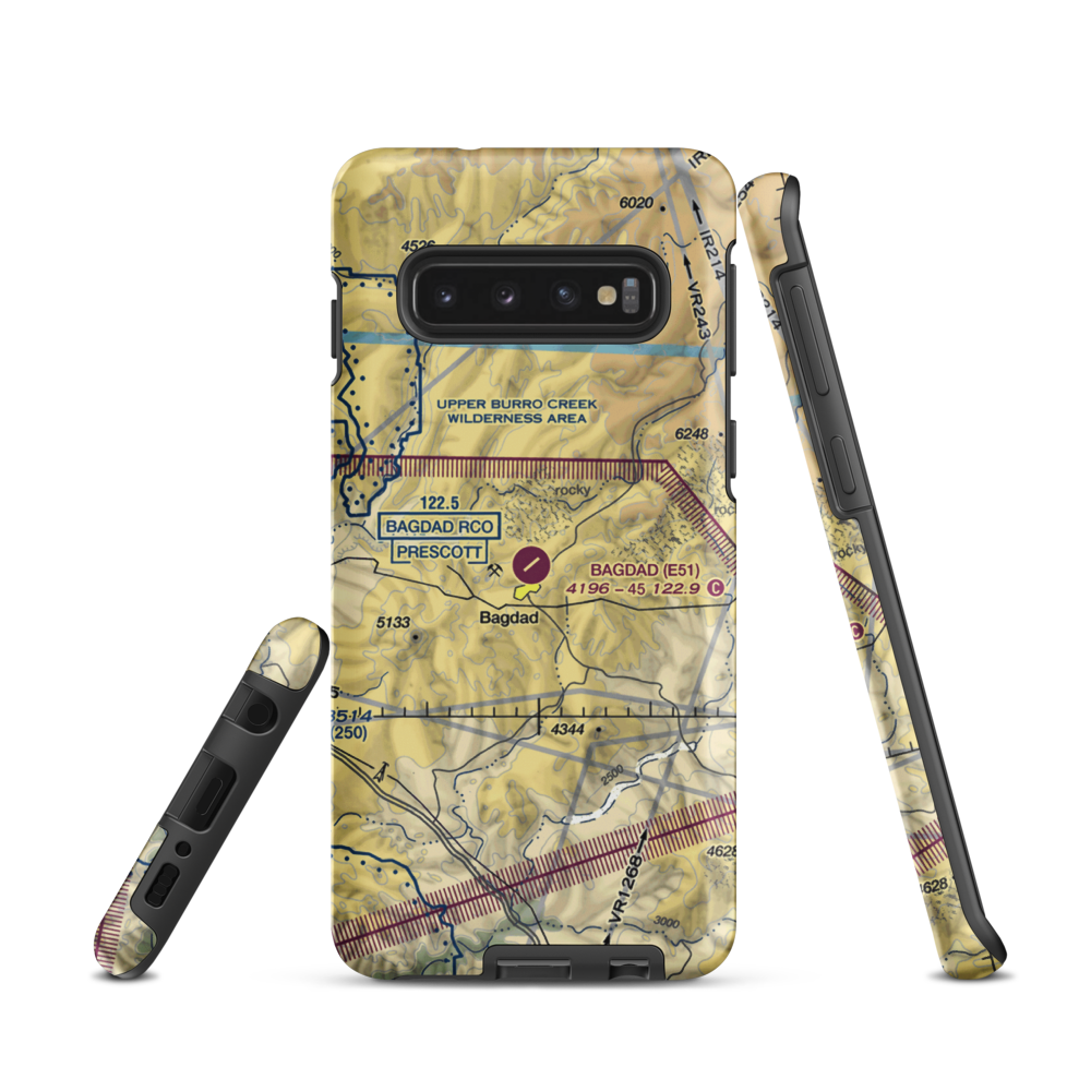 Bagdad Airport (E51) VFR Sectional Samsung Phone Case Samsung Galaxy S10 model shown