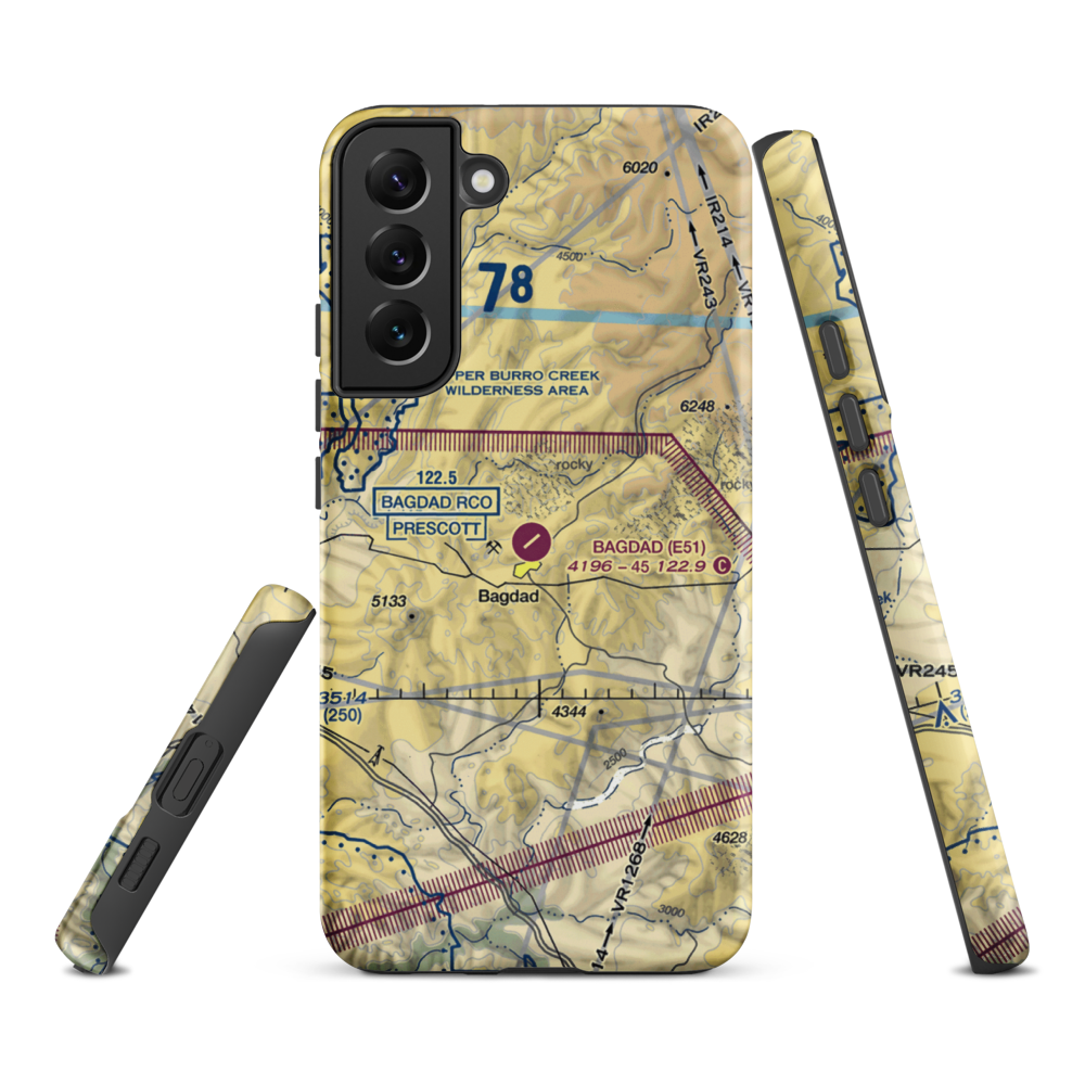 Bagdad Airport (E51) VFR Sectional Samsung Phone Case Samsung Galaxy S22 Plus model shown