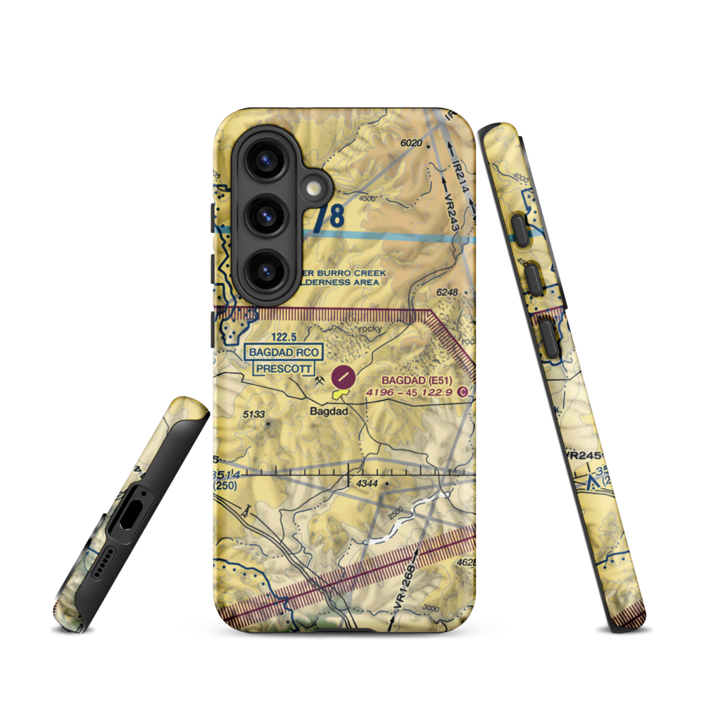 Bagdad Airport (E51) VFR Sectional Samsung Phone Case Samsung Galaxy S24 model shown