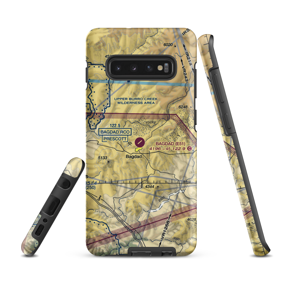 Bagdad Airport (E51) VFR Sectional Samsung Phone Case Samsung Galaxy S10 Plus model shown