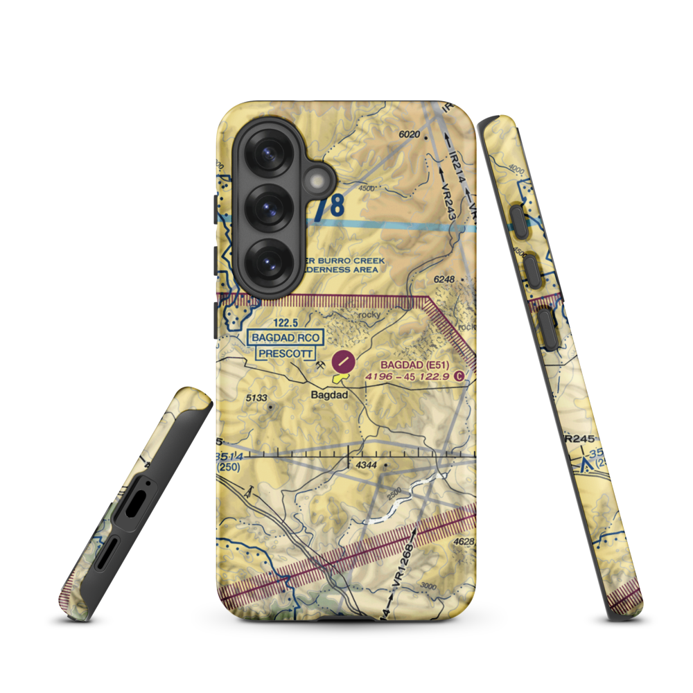 Bagdad Airport (E51) VFR Sectional Samsung Phone Case Samsung Galaxy S25 model shown