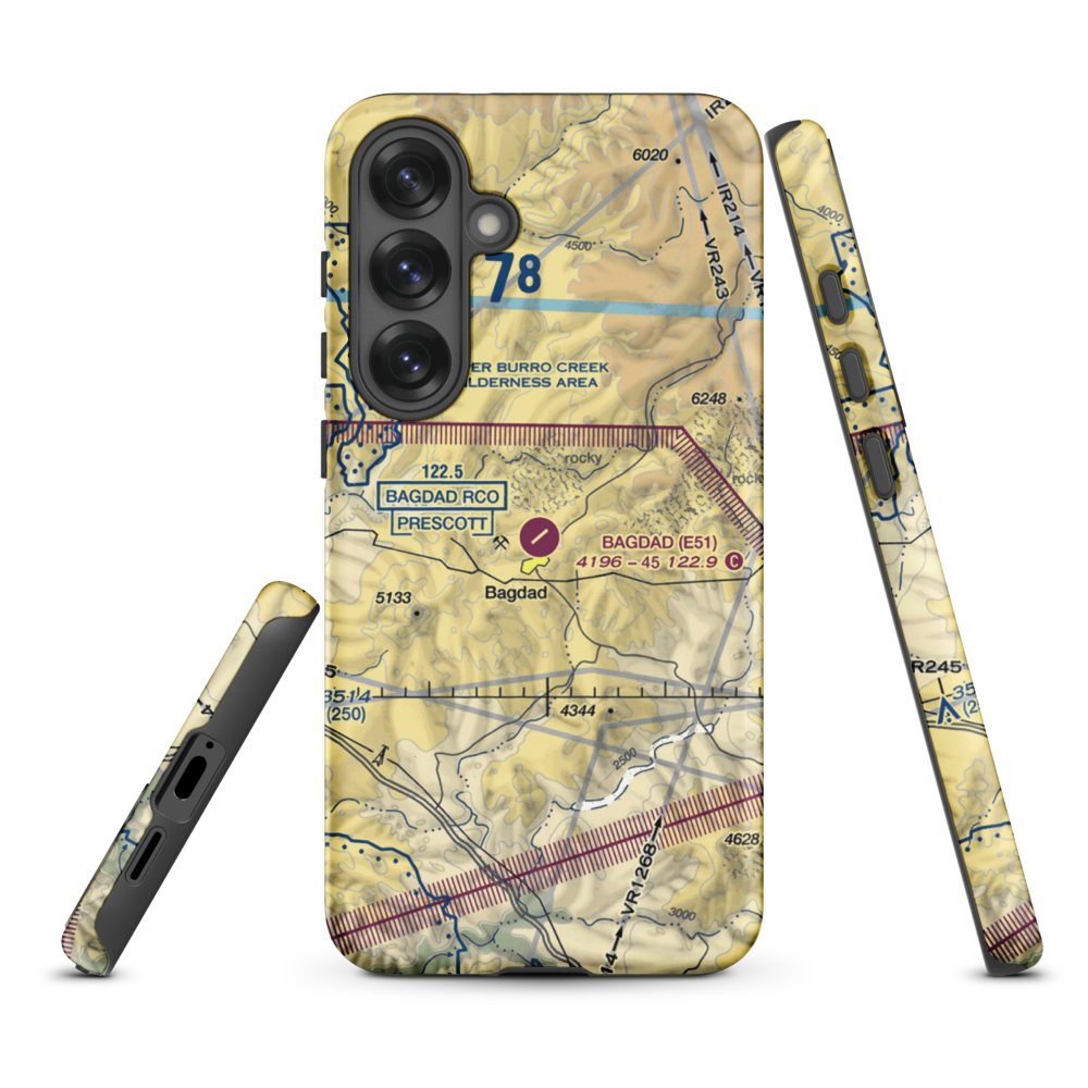 Bagdad Airport (E51) VFR Sectional Samsung Phone Case Samsung Galaxy S25 Plus model shown