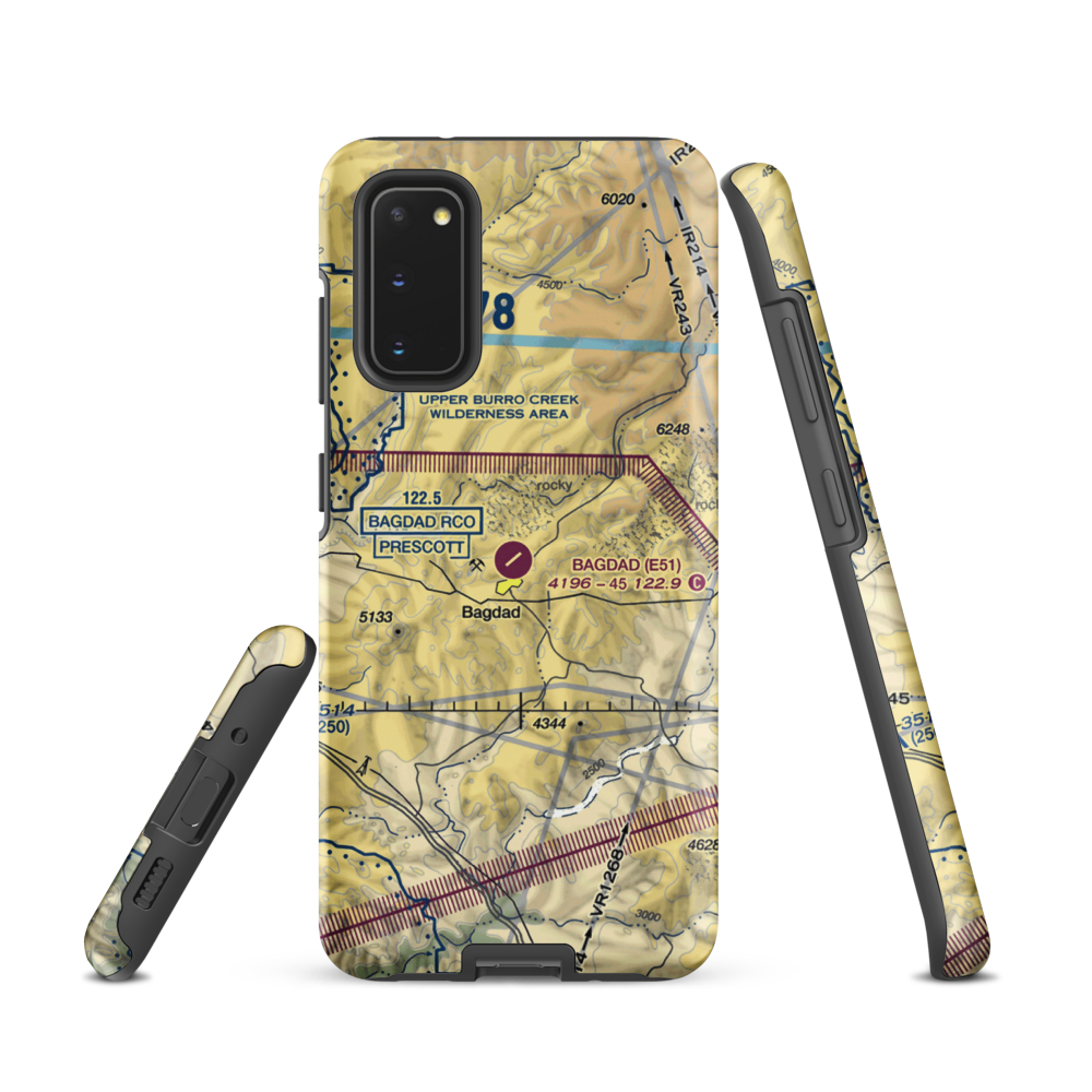 Bagdad Airport (E51) VFR Sectional Samsung Phone Case Samsung Galaxy S20 model shown