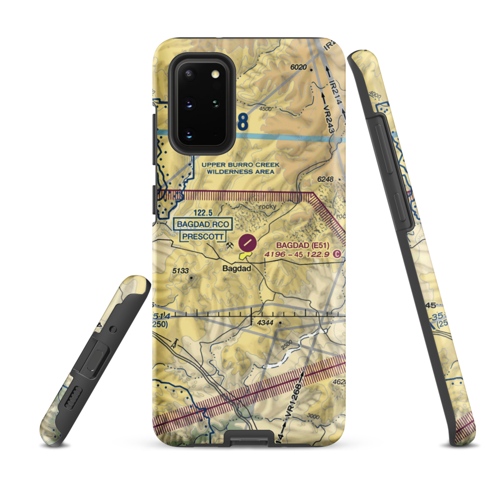 Bagdad Airport (E51) VFR Sectional Samsung Phone Case Samsung Galaxy S20 Plus model shown
