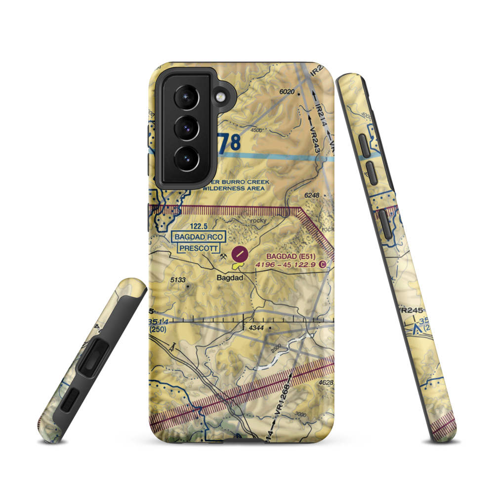 Bagdad Airport (E51) VFR Sectional Samsung Phone Case Samsung Galaxy S21 model shown