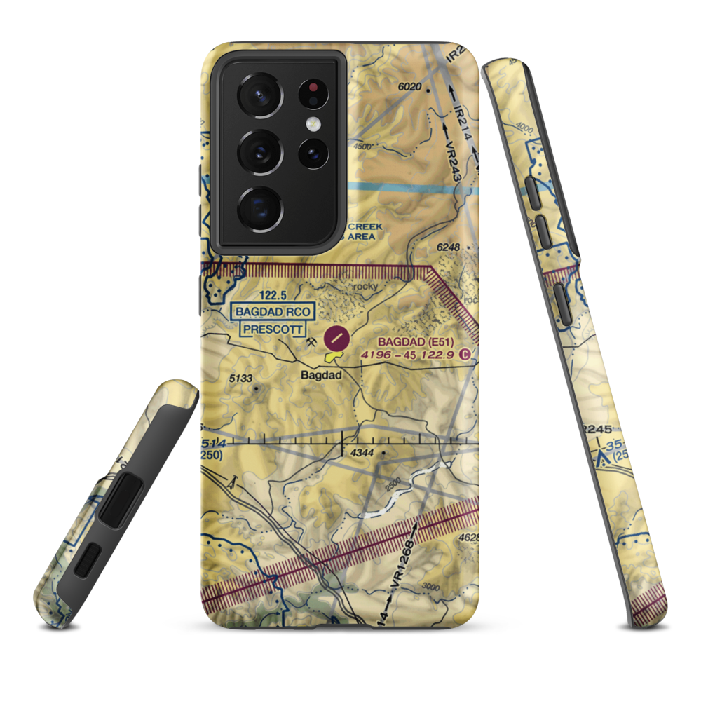 Bagdad Airport (E51) VFR Sectional Samsung Phone Case Samsung Galaxy S21 Ultra model shown