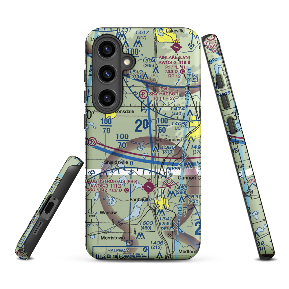 Bahnsen Seaplane Base (MY96) VFR Sectional Samsung Phone Case Samsung Galaxy S24 Plus model shown
