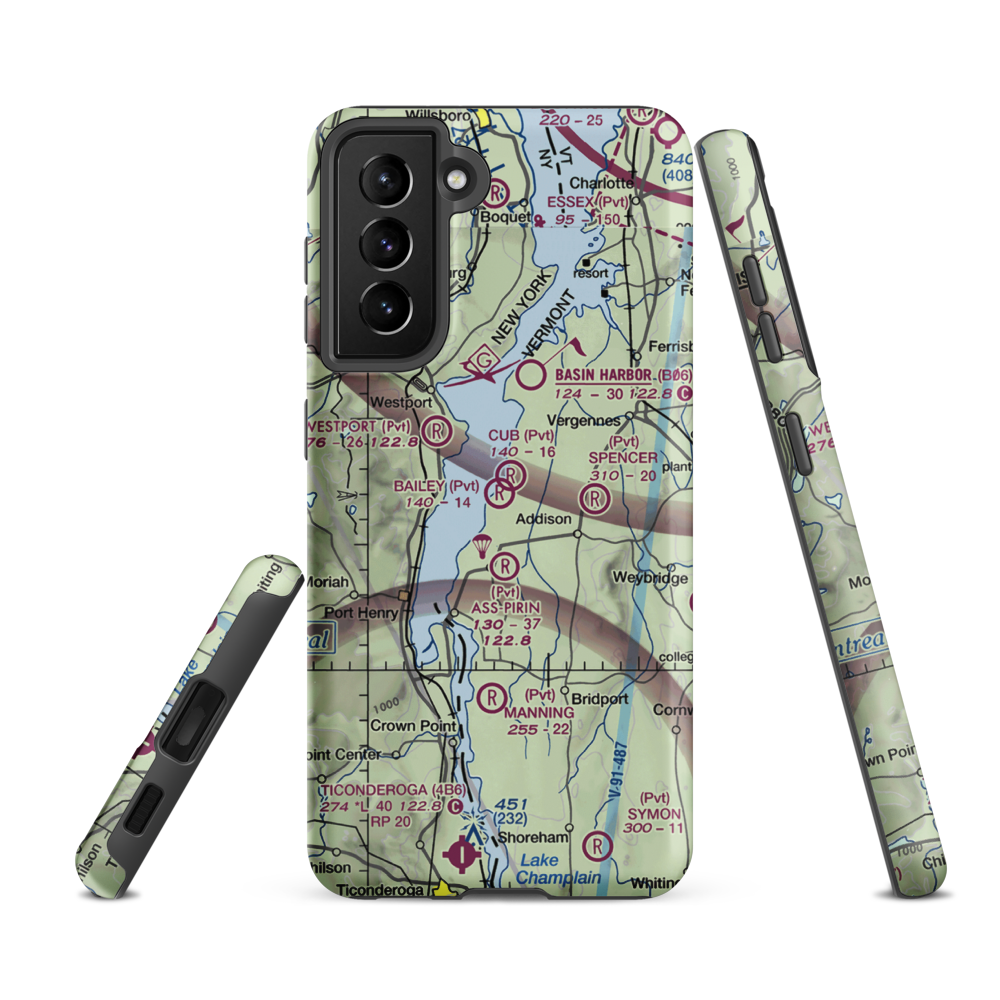 Bailey Airport (VT53) VFR Sectional Samsung Phone Case Samsung Galaxy S21 FE model shown
