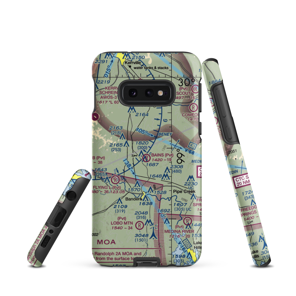 Bains Private Airport (20TS) VFR Sectional Samsung Phone Case Samsung Galaxy S10e model shown