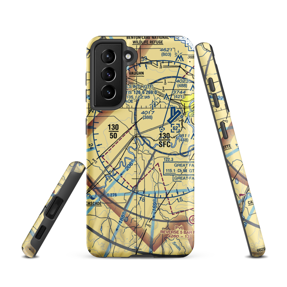 Bair Airport (MT33) VFR Sectional Samsung Phone Case Samsung Galaxy S21 model shown