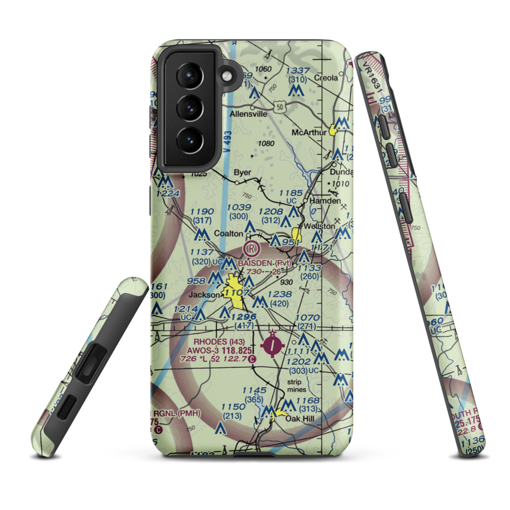 Baisden Airport (4OI9) VFR Sectional Samsung Phone Case Samsung Galaxy S21 Plus model shown