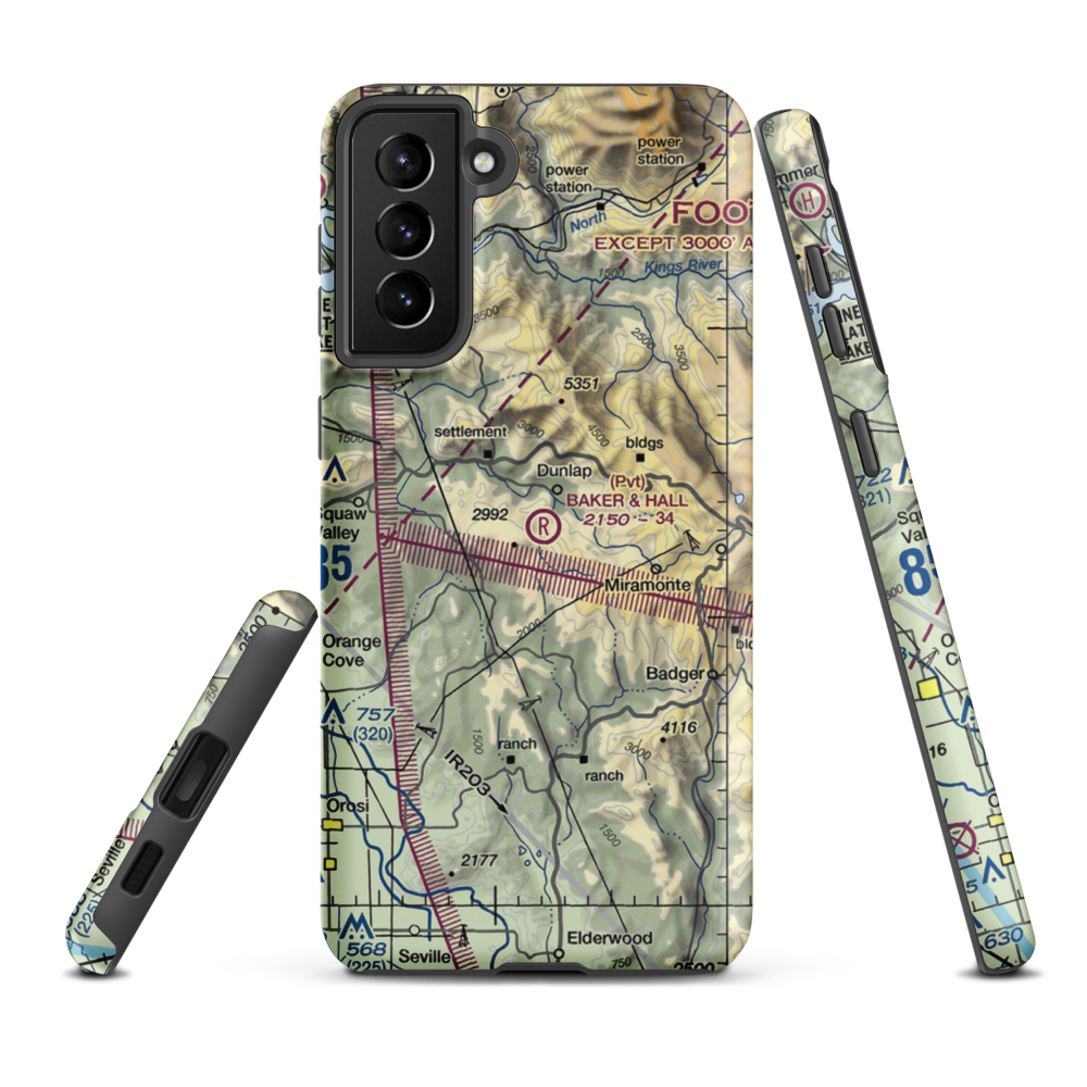 Baker & Hall Airport (77CL) VFR Sectional Samsung Phone Case Samsung Galaxy S21 Plus model shown