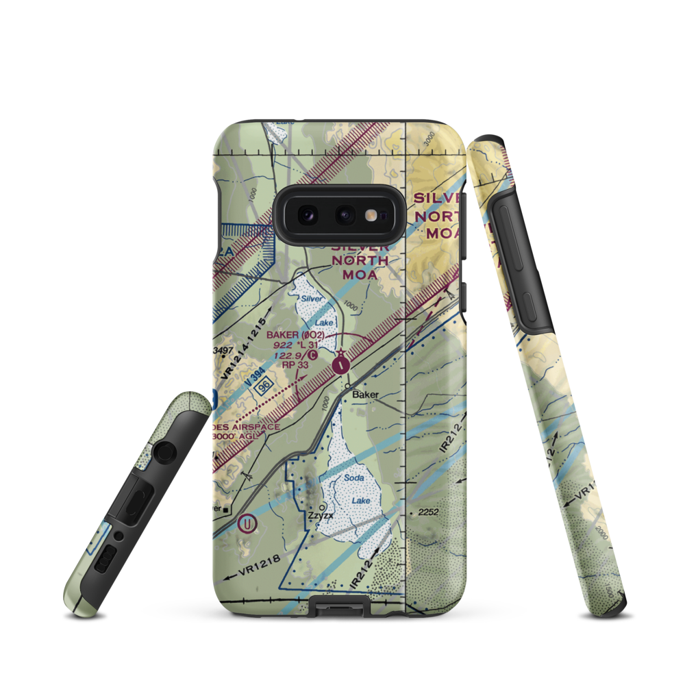 Baker Airport (0O2) VFR Sectional Samsung Phone Case Samsung Galaxy S10 Plus model shown