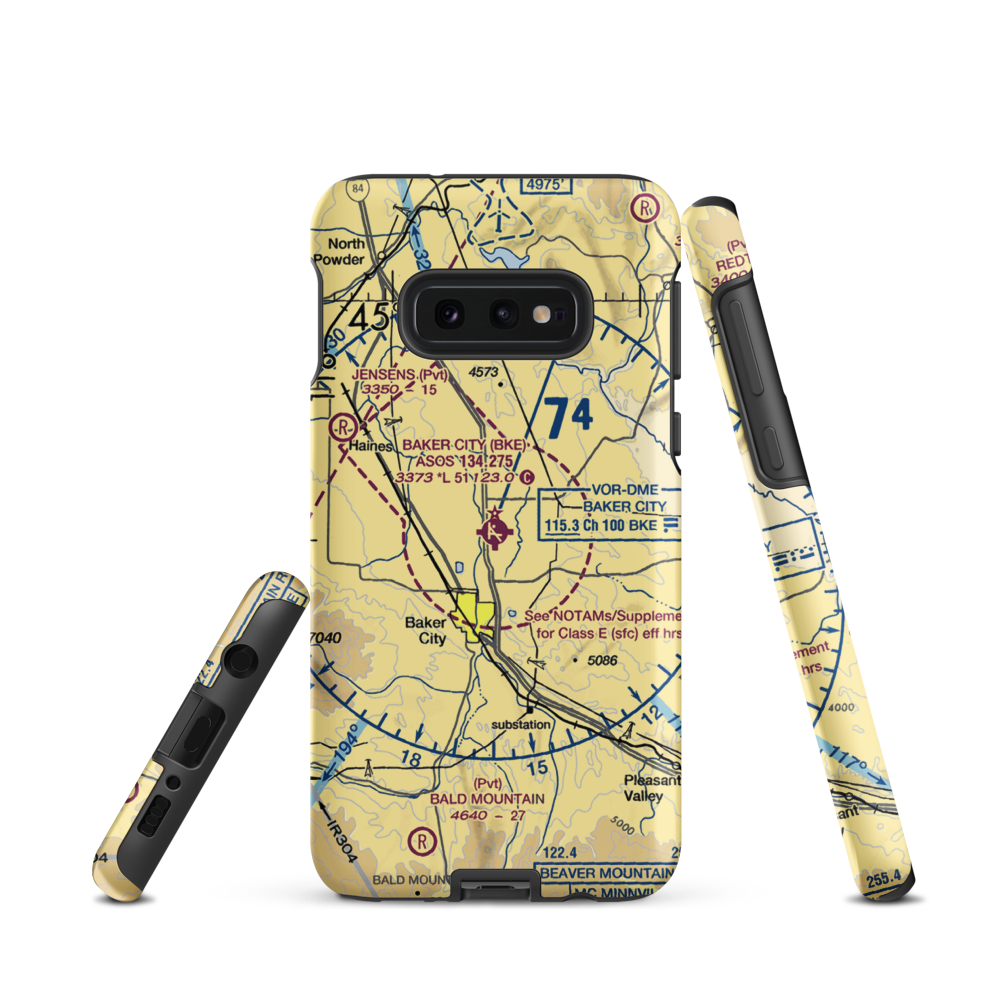 Baker City Municipal Airport (BKE) VFR Sectional Samsung Phone Case Samsung Galaxy S10e model shown