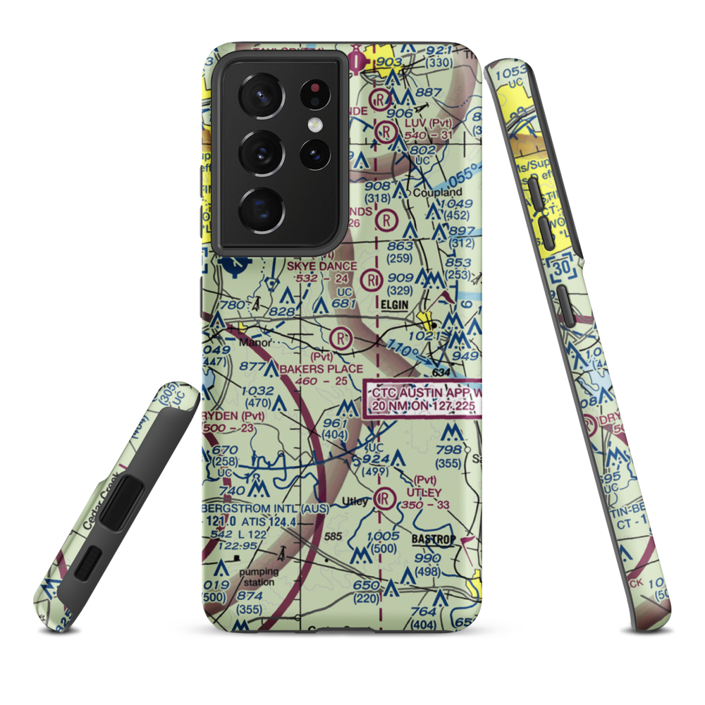 Baker's Place Airport (TX61) VFR Sectional Samsung Phone Case Samsung Galaxy S21 Plus model shown