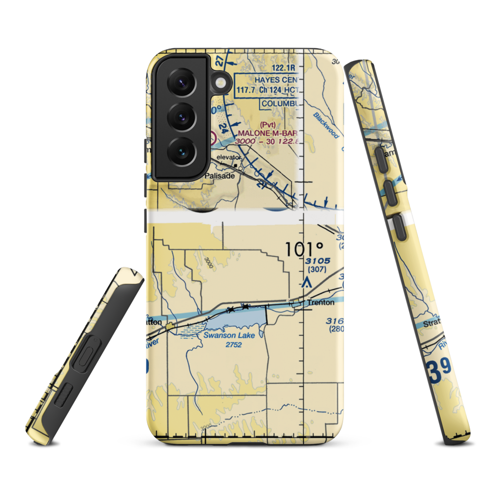 Bakers Acres Airport (5NE6) VFR Sectional Samsung Phone Case Samsung Galaxy S22 Plus model shown