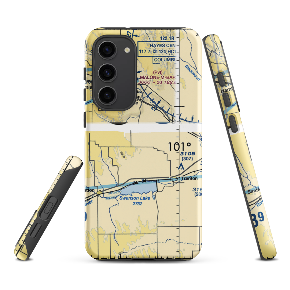 Bakers Acres Airport (5NE6) VFR Sectional Samsung Phone Case Samsung Galaxy S23 Plus model shown