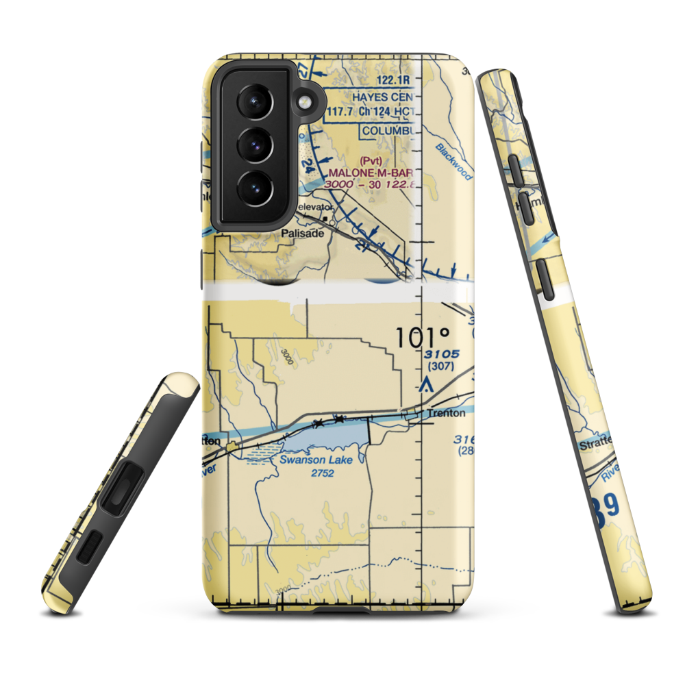 Bakers Acres Airport (5NE6) VFR Sectional Samsung Phone Case Samsung Galaxy S21 FE model shown
