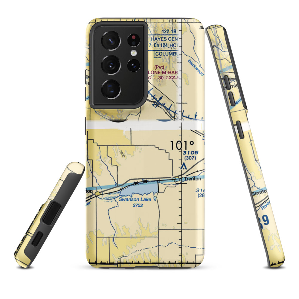 Bakers Acres Airport (5NE6) VFR Sectional Samsung Phone Case Samsung Galaxy S21 Plus model shown