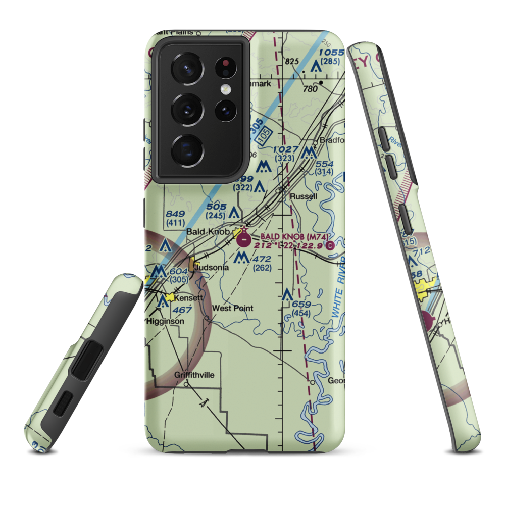 Bald Knob Municipal Airport (M74) VFR Sectional Samsung Phone Case Samsung Galaxy S21 Ultra model shown