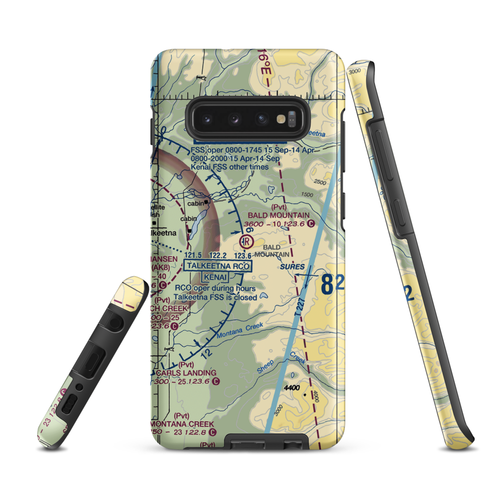Bald Mountain Airport (2AK7) VFR Sectional Samsung Phone Case Samsung Galaxy S10 Plus model shown