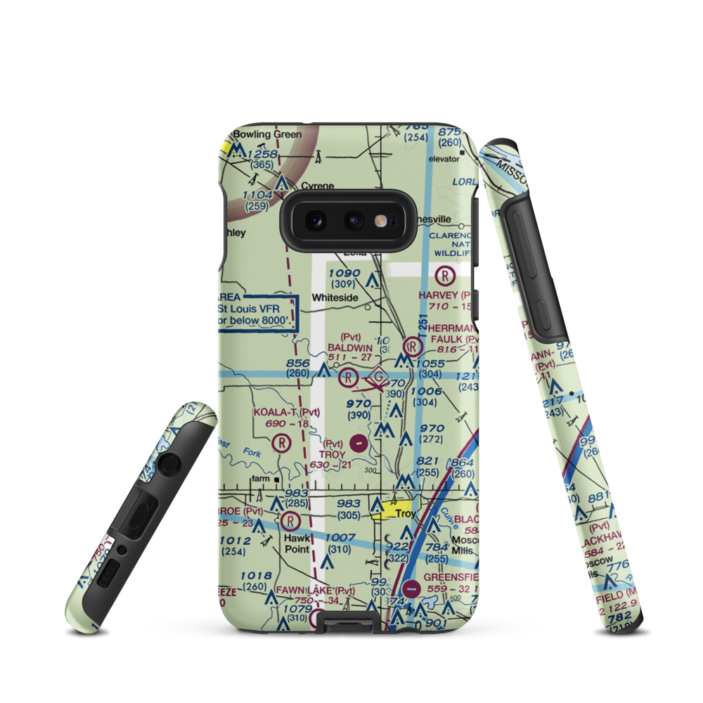 Baldwin Airport (MO39) VFR Sectional Samsung Phone Case Samsung Galaxy S10 Plus model shown
