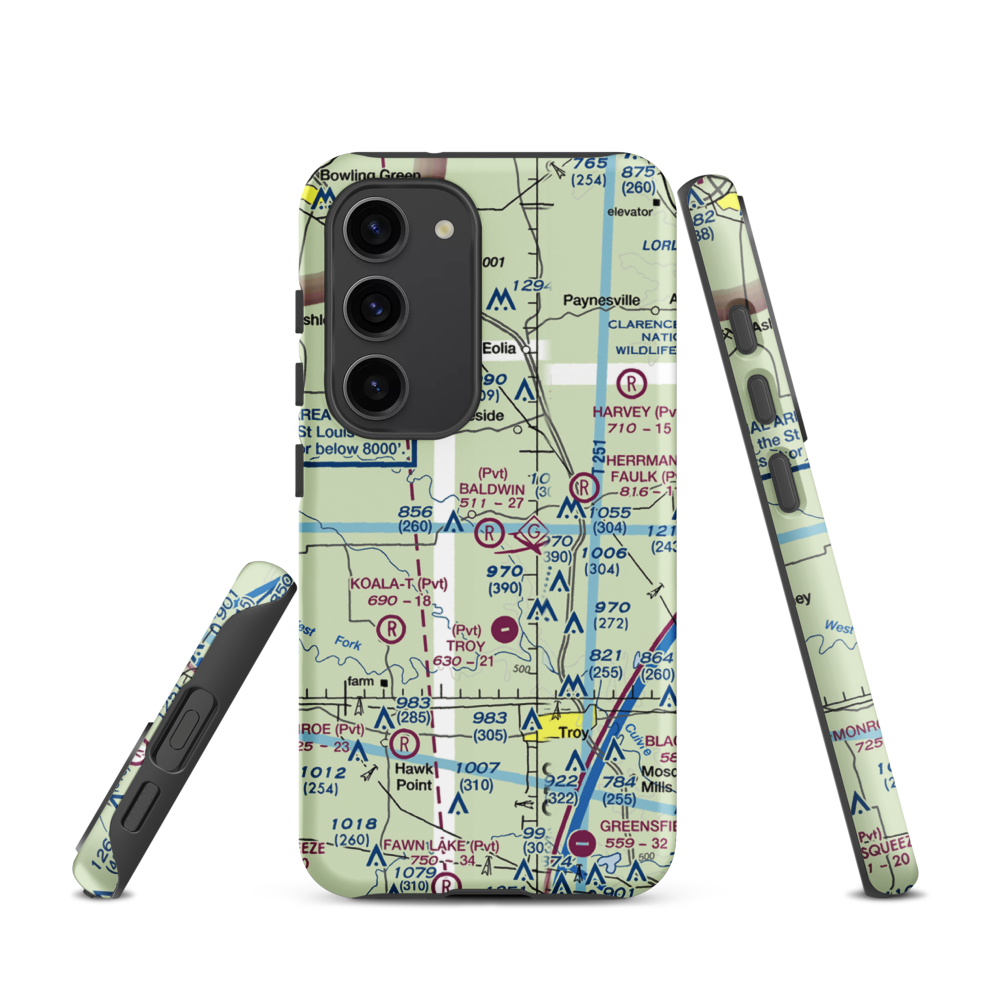 Baldwin Airport (MO39) VFR Sectional Samsung Phone Case Samsung Galaxy S23 model shown