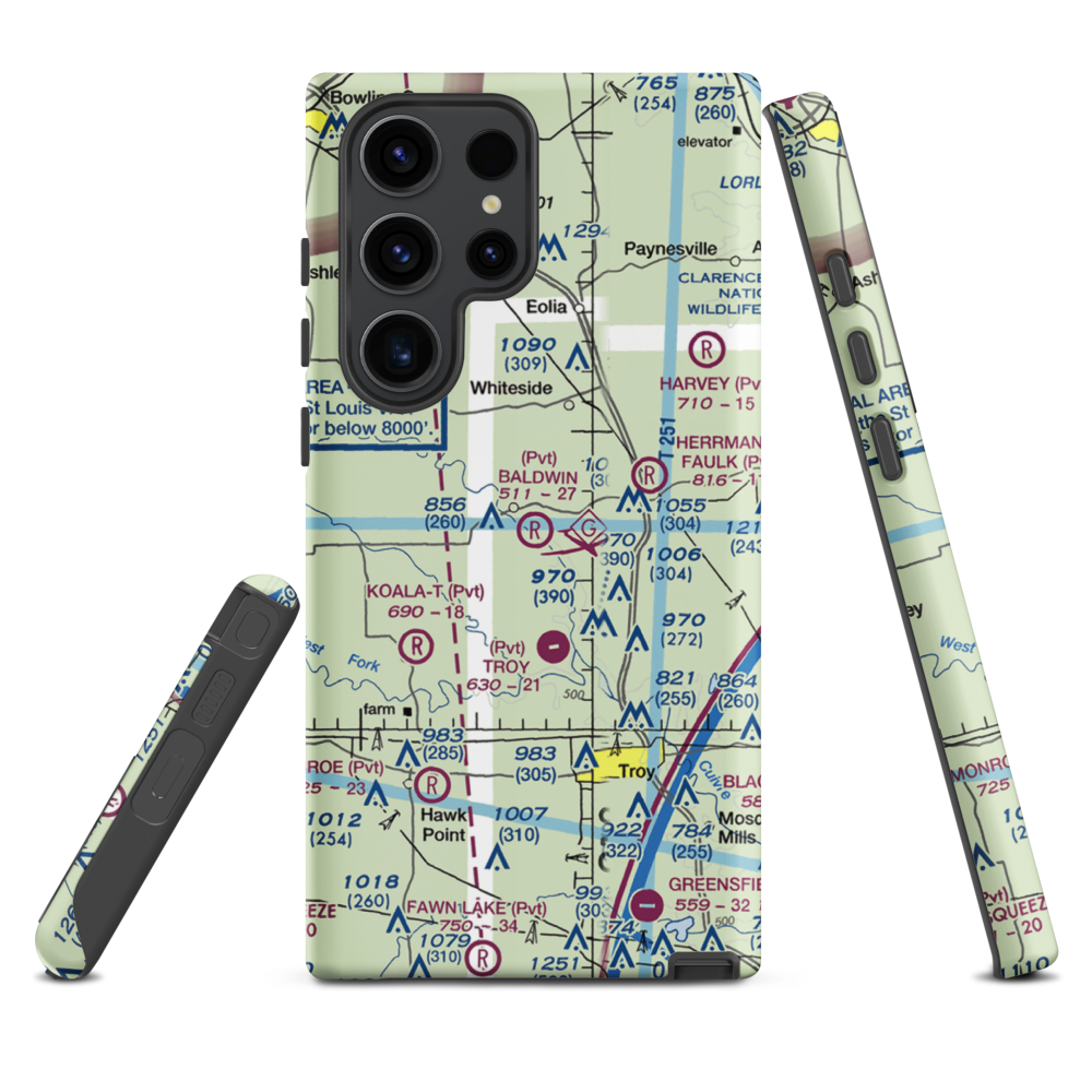 Baldwin Airport (MO39) VFR Sectional Samsung Phone Case Samsung Galaxy S23 Ultra model shown