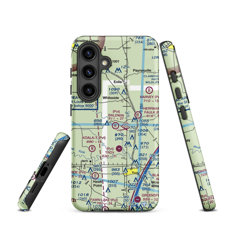 Baldwin Airport (MO39) VFR Sectional Samsung Phone Case Samsung Galaxy S24 model shown