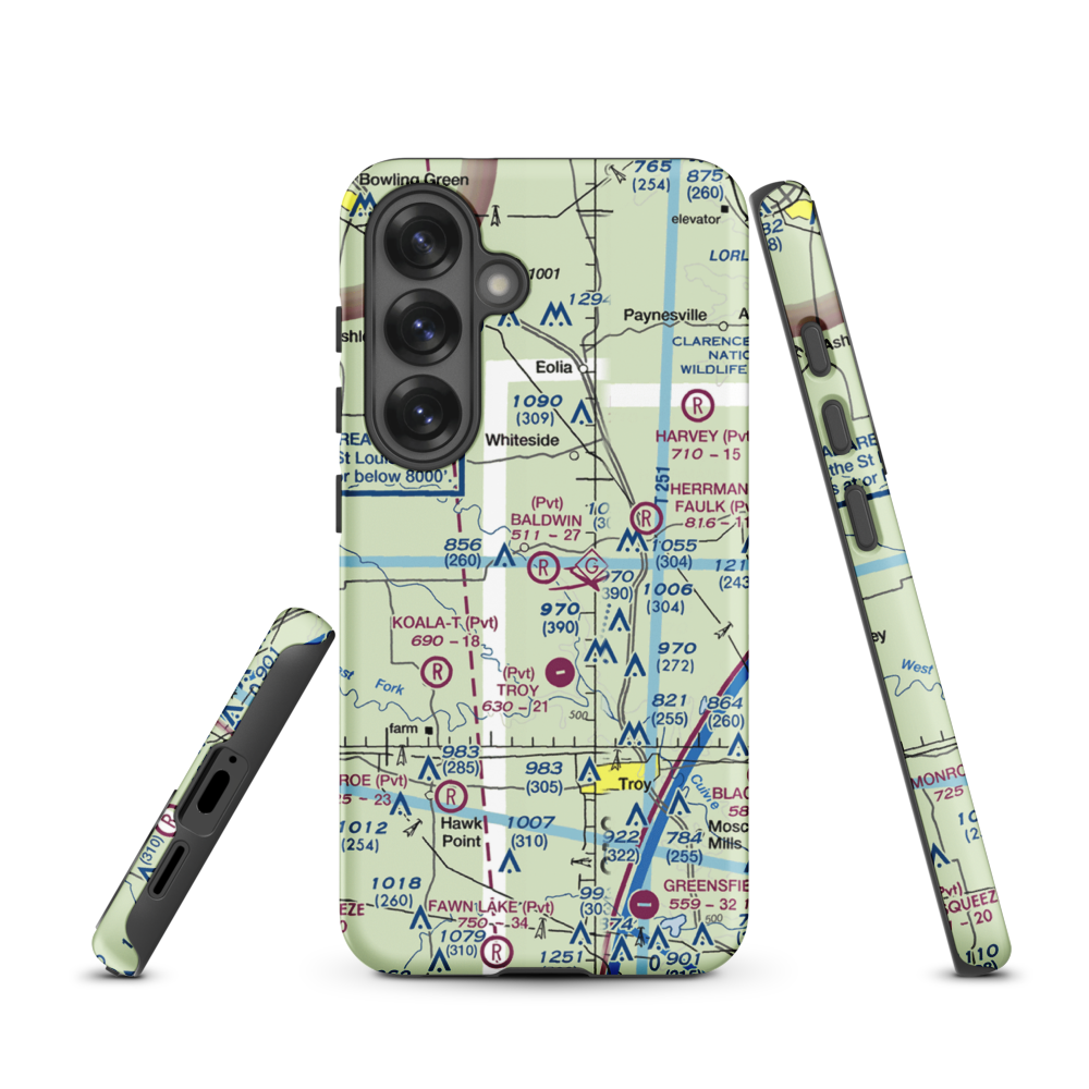 Baldwin Airport (MO39) VFR Sectional Samsung Phone Case Samsung Galaxy S25 model shown