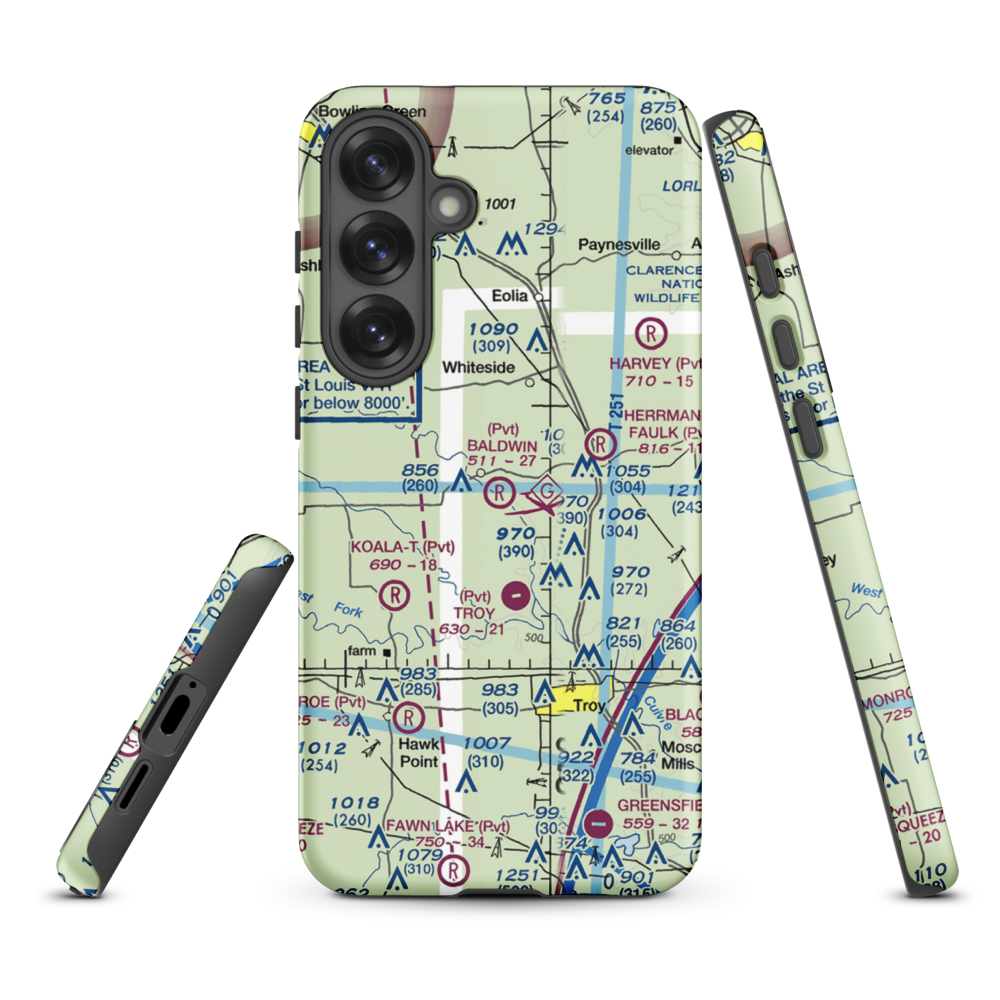Baldwin Airport (MO39) VFR Sectional Samsung Phone Case Samsung Galaxy S25 Plus model shown