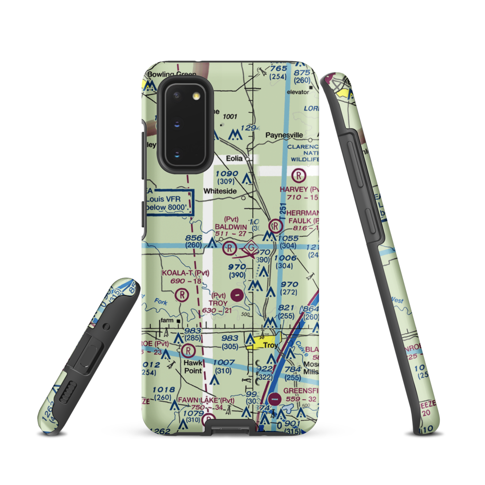 Baldwin Airport (MO39) VFR Sectional Samsung Phone Case Samsung Galaxy S20 model shown
