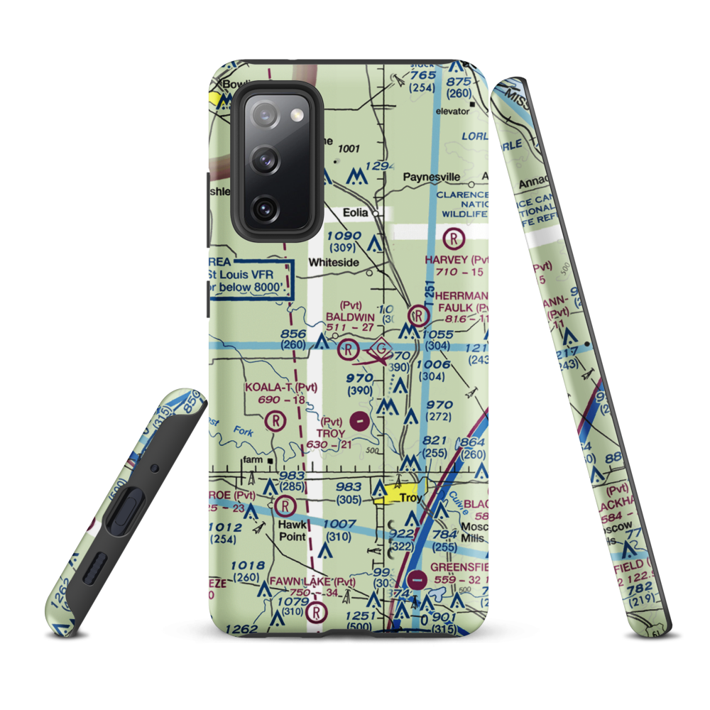 Baldwin Airport (MO39) VFR Sectional Samsung Phone Case Samsung Galaxy S20 FE model shown