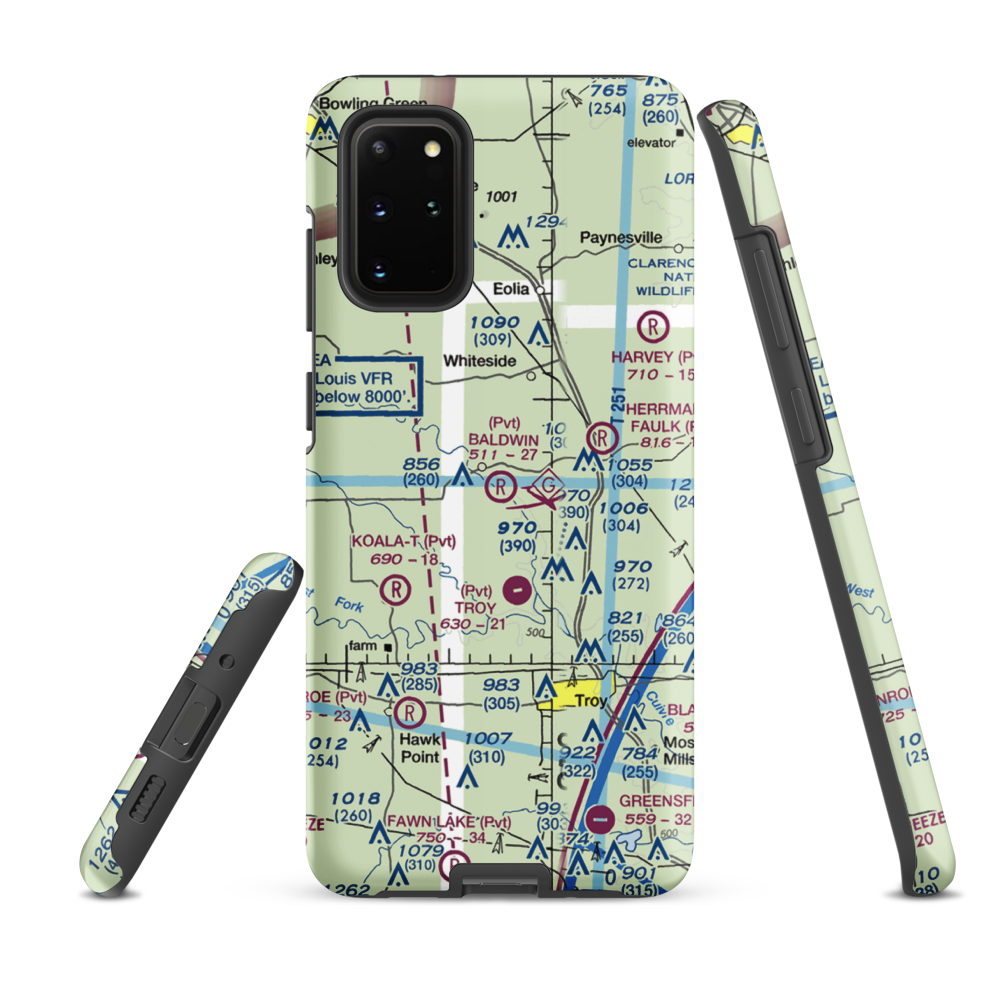 Baldwin Airport (MO39) VFR Sectional Samsung Phone Case Samsung Galaxy S20 Plus model shown