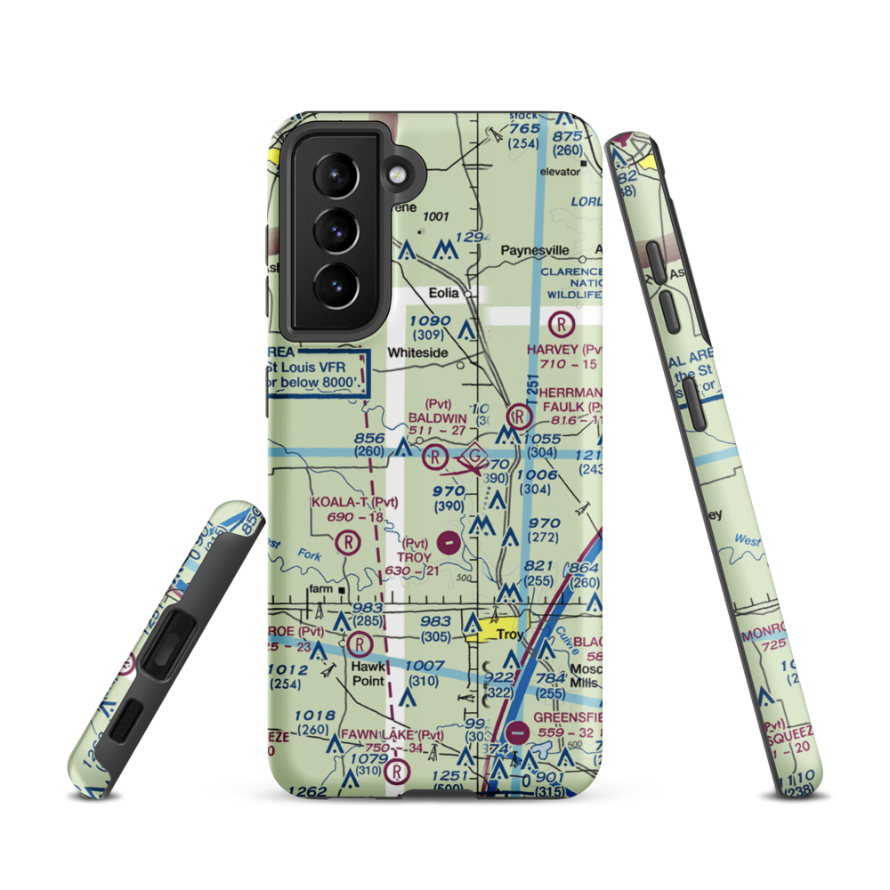 Baldwin Airport (MO39) VFR Sectional Samsung Phone Case Samsung Galaxy S21 model shown