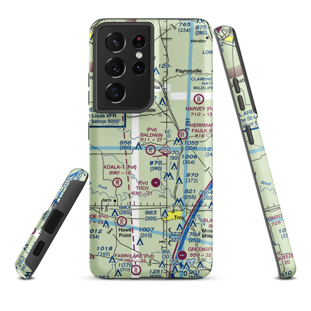 Baldwin Airport (MO39) VFR Sectional Samsung Phone Case Samsung Galaxy S21 Ultra model shown