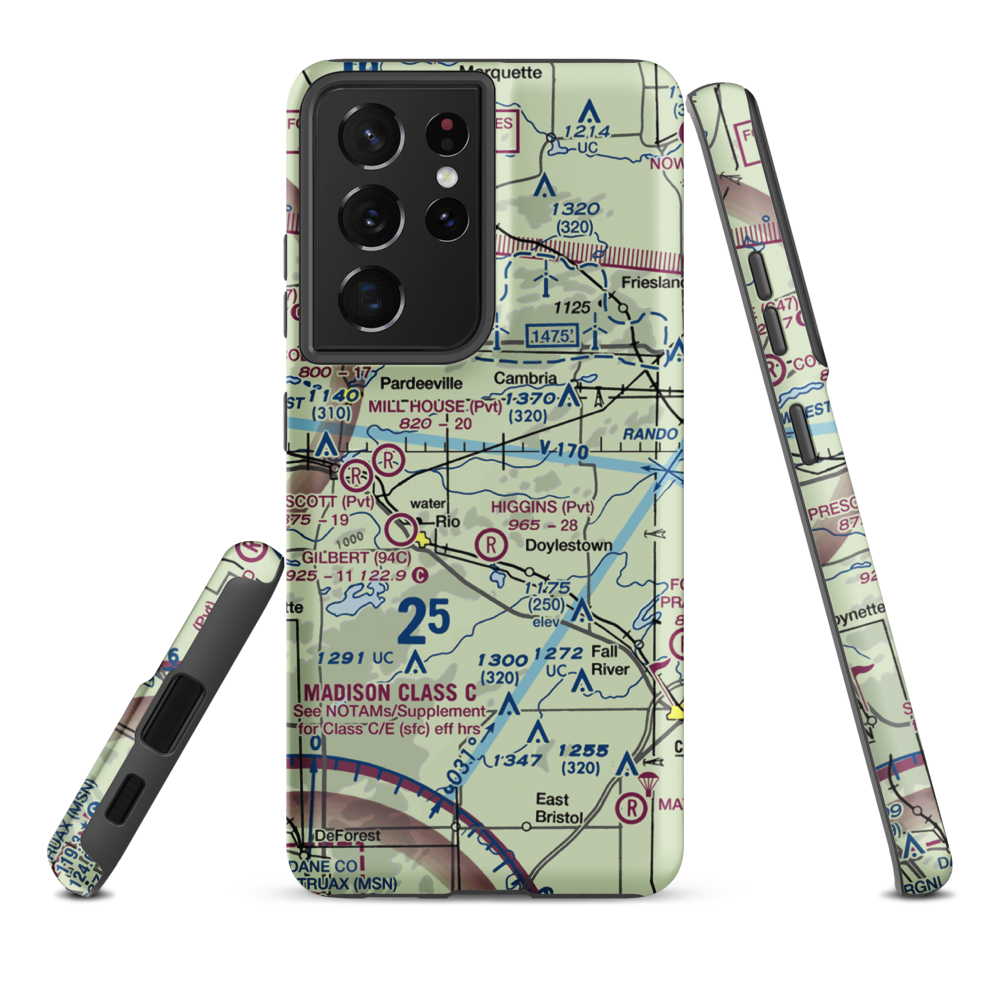 Bancroft East Airport (4WI1) VFR Sectional Samsung Phone Case Samsung Galaxy S21 Plus model shown