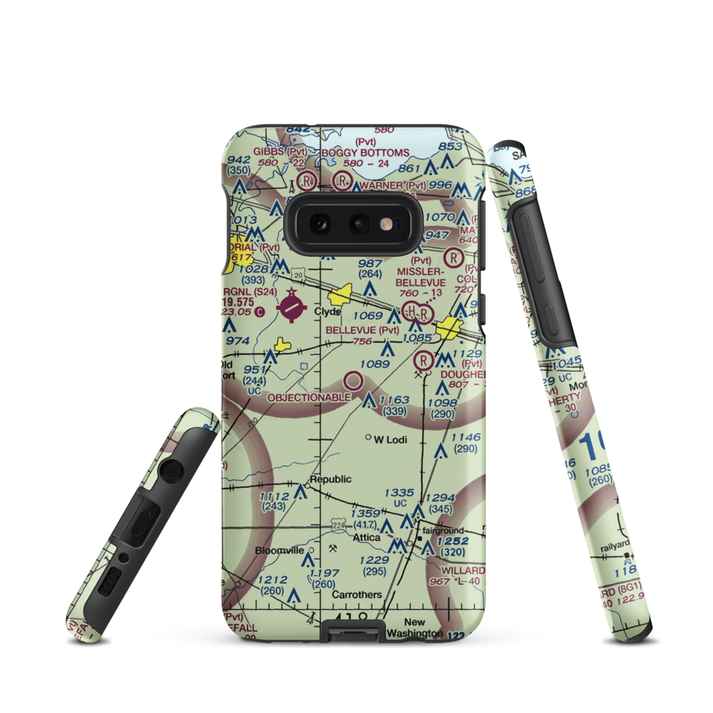 Bandit Field Airdrome Airport (5D9) VFR Sectional Samsung Phone Case Samsung Galaxy S10e model shown