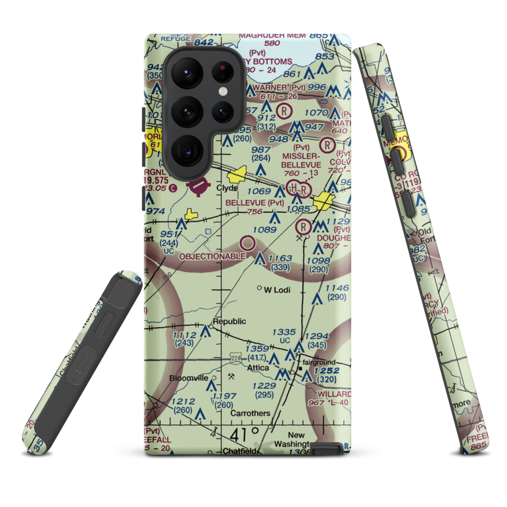 Bandit Field Airdrome Airport (5D9) VFR Sectional Samsung Phone Case Samsung Galaxy S22 Ultra model shown