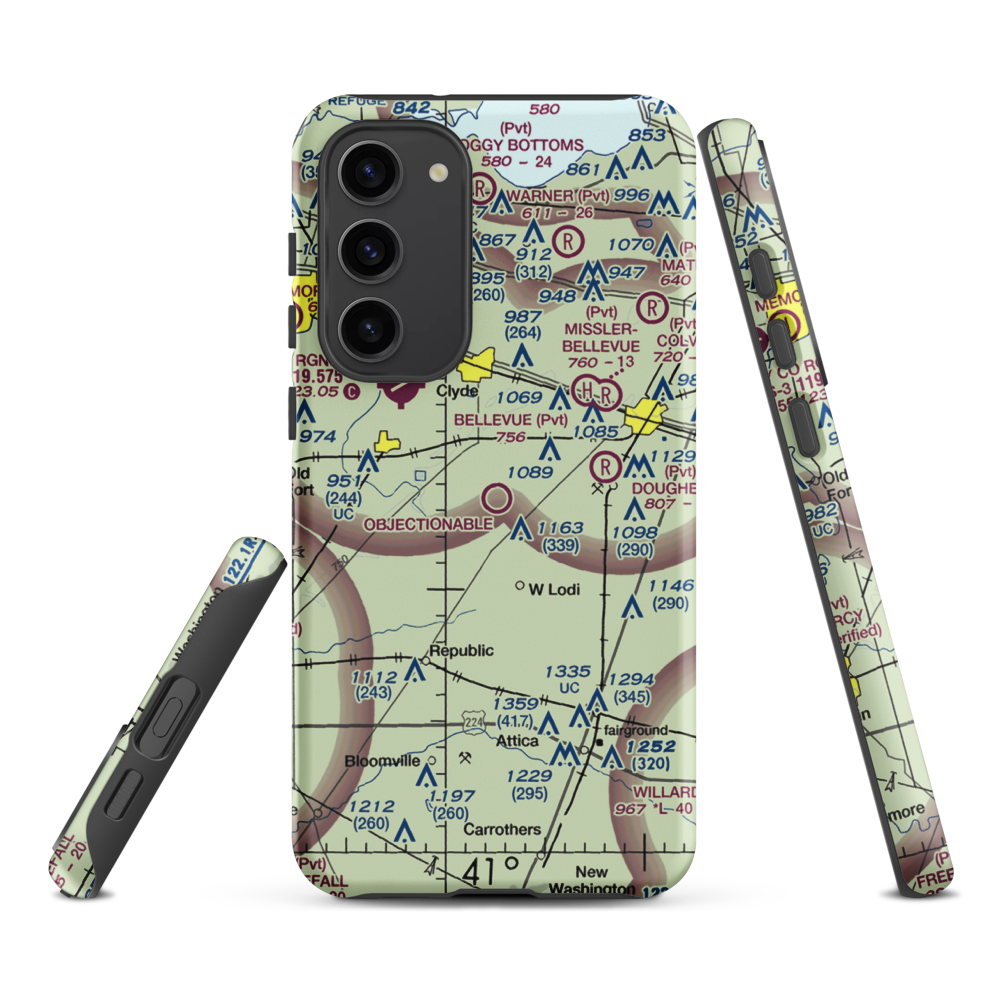 Bandit Field Airdrome Airport (5D9) VFR Sectional Samsung Phone Case Samsung Galaxy S23 Plus model shown