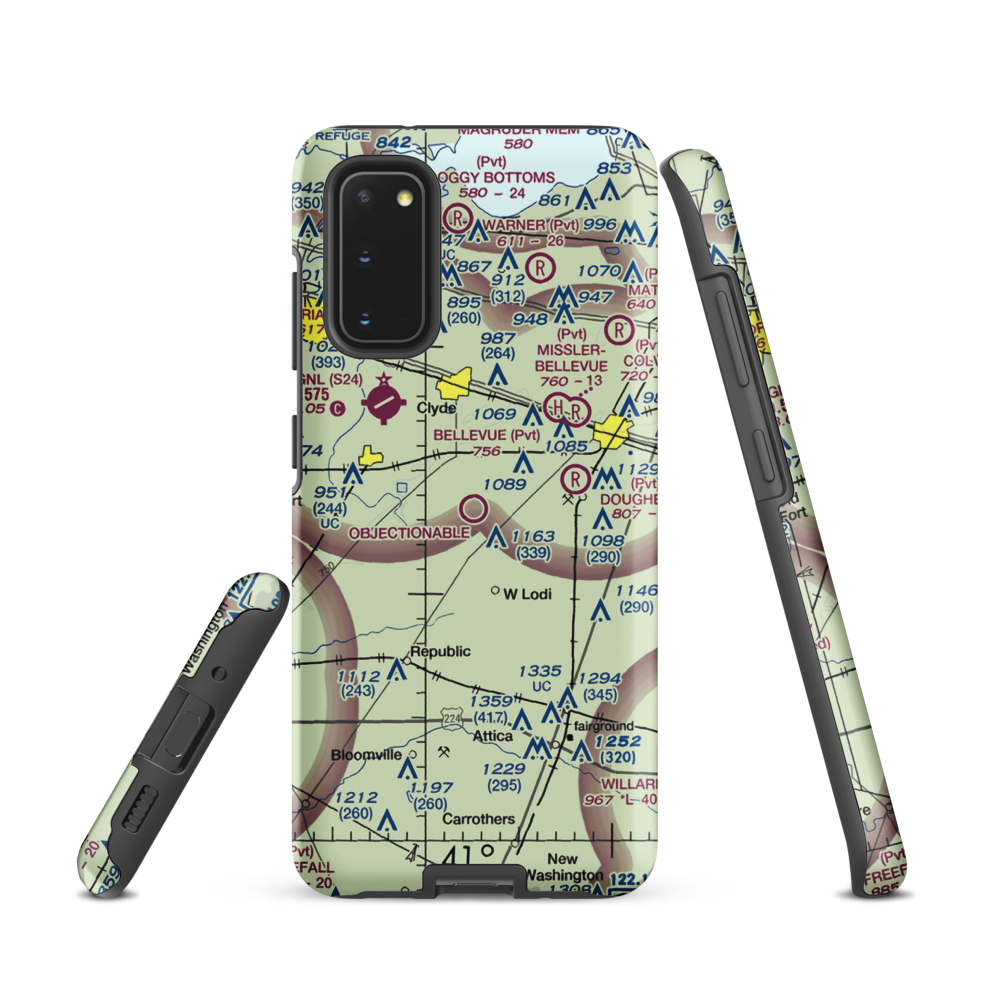 Bandit Field Airdrome Airport (5D9) VFR Sectional Samsung Phone Case Samsung Galaxy S20 model shown